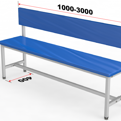 Скамейка для раздевалки со спинкой, мягкая