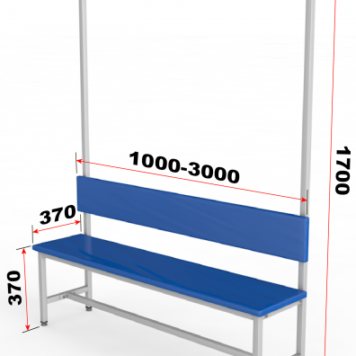 Скамейка для раздевалки с вешалкой односторонняя (настил ЛДСП)