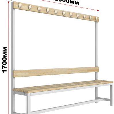Скамейка для раздевалки c вешалкой односторонняя разборная