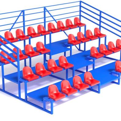 Трибуна с сидениями, четырехрядная, с ограждением
