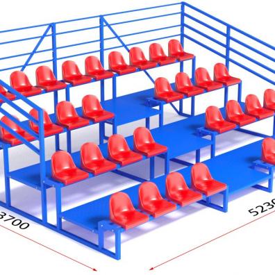 Трибуна с сидениями, четырехрядная, с ограждением