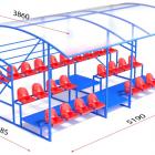 Трибуна с навесом, ограждением, 3-х рядная