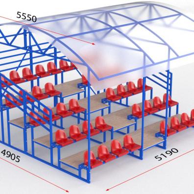 Трибуна с навесом, с ограждением, 5-ти рядная