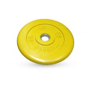 Диск обрезиненный, желтый, 50 мм, 15 кг