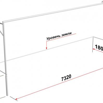 Ворота футбольные (7.32х2.44м) разборные с консолью для натяжения сетки
