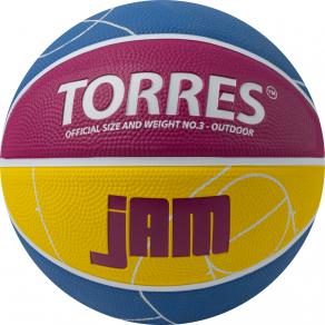 СЦ*Мяч баск. TORRES Jam, B023123, р.3, резина, нейлон. корд, бут. кам., син-желто-малиновый