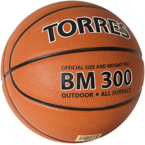 Мяч баск. TORRES BM300, B02013, р.3, резина, нейлон. корд, бут. камера, коричневый