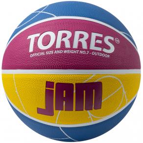 СЦ*Мяч баск. TORRES Jam, B023127, р.7, резина, нейлон. корд, бут. кам., син-желто-малиновый