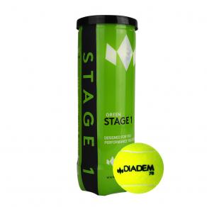 Мячи для большого тенниса детские DIADEM Stage 1 Green Ball, BALL-CASE-GR, от 11 лет, упаковка 3 мяча