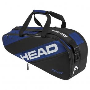 Сумка-чехол HEAD Team Racquet Bag M, 262324-BLBK, с карманом, для 6 тен.ракеток, черно-синий d4281