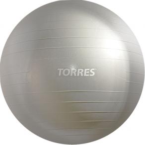 Мяч гимн. TORRES, AL121155SL,диам. 55 см, эласт. ПВХ, с защ. от взрыва, с насосом, серый