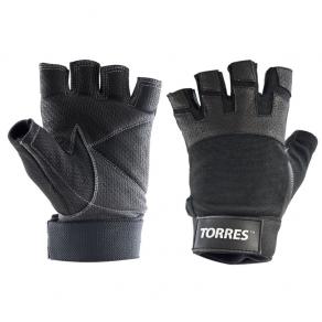 СЦ*Перчатки для занятий спортом TORRES, PL6051S, р.S, нейлон, нат.кожа, подбив.6мм, напульсник,чер