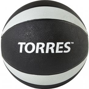 Медбол TORRES 7 кг, AL00227, резина, диаметр 23,8 см, черно-серо-белый