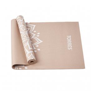 Коврик для йоги TORRES Relax 4, YL12224P, PVC 4 мм, нескользящее покрытие, пудровый