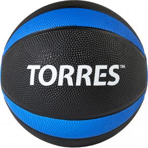 Медбол TORRES 3 кг, AL00223, резина, диаметр 21,9 см, черно-синий