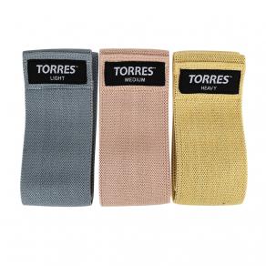 Эспандер TORRES набор эластичных петель, AL02205, ткань, д.38 см, ш.8 см, 3 жгута разн сопр.