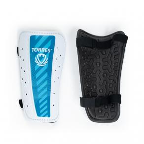 Щитки футбольные TORRES Match , FS2305L, р. L, без голеностопа, две заст. на лип, бело-голубой