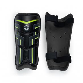 Щитки футбольные TORRES Training, FS2306L,р.L, без голеностопа, две заст. на лип, черно-салатовый