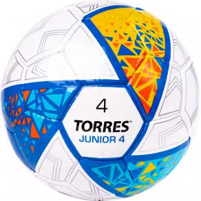 Мяч футб. TORRES Junior-4, F323804, р.4,глянц.ПУ, 4 сл, 32п, руч.сш, бел-жел-гол