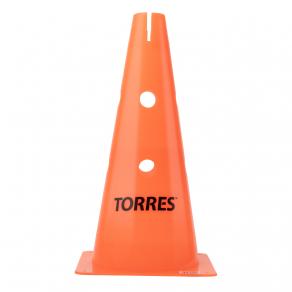 Конус трен. TORRES, TR1010, пластик, высота 38 см, с отв. для штанги TORRES, оранжевый
