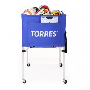 Тележка для мячей TORRES, SS11022, на 25-30 шт., дл. 67см, глуб.45 см, выс.103 см, сине-белая