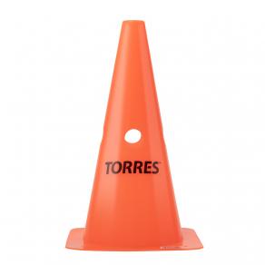 Конус трен. TORRES, TR1009, пластик, высота 30 см, с отв. для штанги TORRES, оранжевый