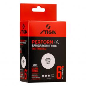 Мяч для наст. тенниса Stiga Perform 3***, 40+, 1113-2110-06, пластик, ITTF Appr., уп.6 шт, бел