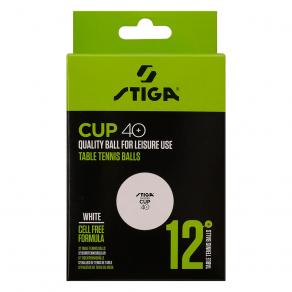 Мяч для наст. тенниса Stiga Cup ABS, 1110-2510-12, диам.40+мм, пластик, упак. 12 шт, белый