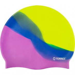 Шапочка для плав. TORRES Flat, SW-12202MO, жёлтый мультиколор, силикон