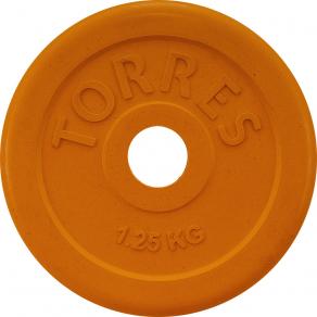 Диск обрезиненный TORRES PL50381, вес 1,25кг., диаметр 25мм.