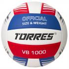 Мяч вол. TORRES VB 1000, V32415, р.5, синт.кожа (микрофибра), клееный, бут.кам, бел-син-красный