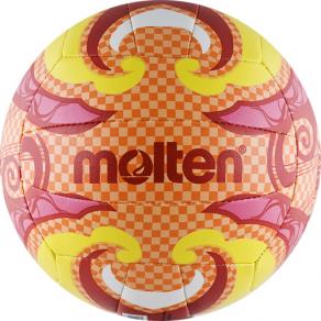 Мяч вол. пляжн. MOLTEN V5B1502-O р.5, мат. синт.кожа ПВХ, маш.сш, бут.кам,оранж-красн-бел-желт
