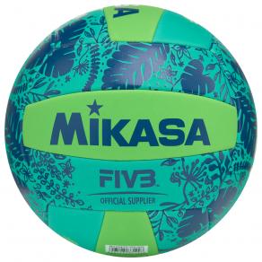 Мяч вол. пляжн. MIKASA BV354TV-GV-GG, синт.кожа (ТПЕ),маш.сш.,18 пан, бут.кам, салатово-синий