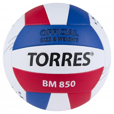 Мяч вол. TORRES BM850, V42325, р.5, синт. кожа (ПУ), клееный, бут. кам., бел-син-красный