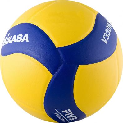 Мяч вол. MIKASA V330W, р.5, синт.кожа (ПУ), 18 пан., оф. парам. FIVB,клееный, бут.кам, желто-синий
