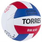 Мяч вол. TORRES BM850, V42325, р.5, синт. кожа (ПУ), клееный, бут. кам., бел-син-красный