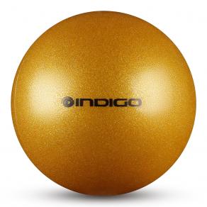 Мяч для художественной гимнастики INDIGO, IN119-GOLD, диам. 15 см, ПВХ, золотой с блестками