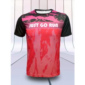 Футболка беговая GS JUST GO RUN розово-черный, красный